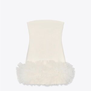 ZARA Elegant YELLOWISH Strapless Dress with Tulle Hem